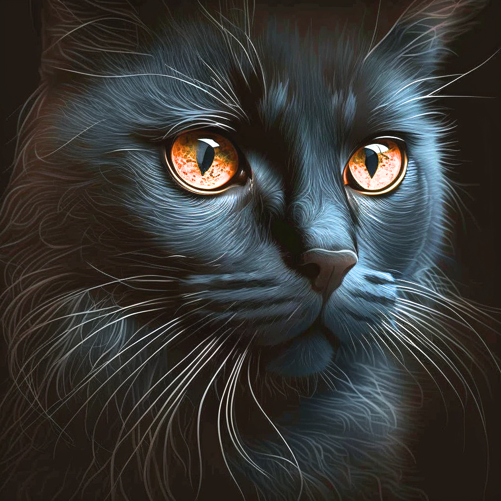 Orange Eye Black Cat Diamond Art Kit