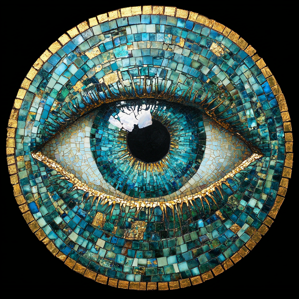 Gold Teal Eye Mosaic Diamond Art Kit