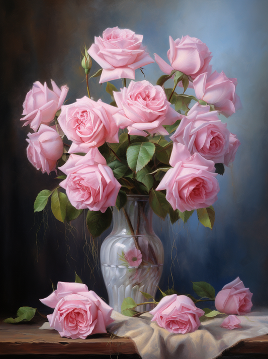 Frost Vase Pink Roses Diamond Art Kit