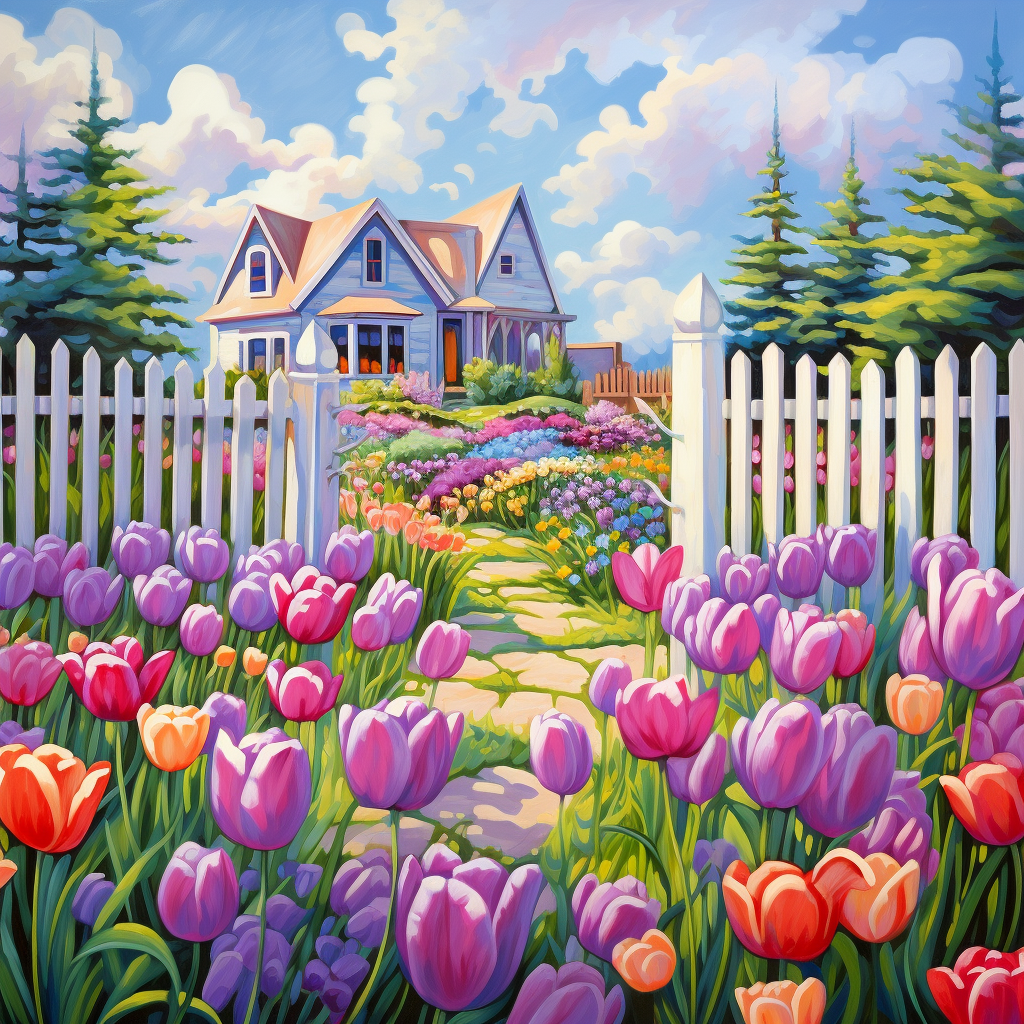 Picket Fence Tulip Garden Home Diamond Art Kit