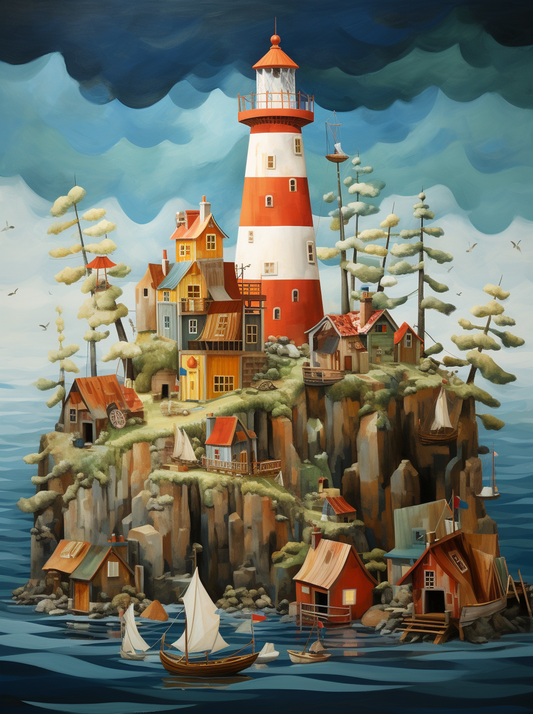 Lighthouse Island Village Diamond Art Kit