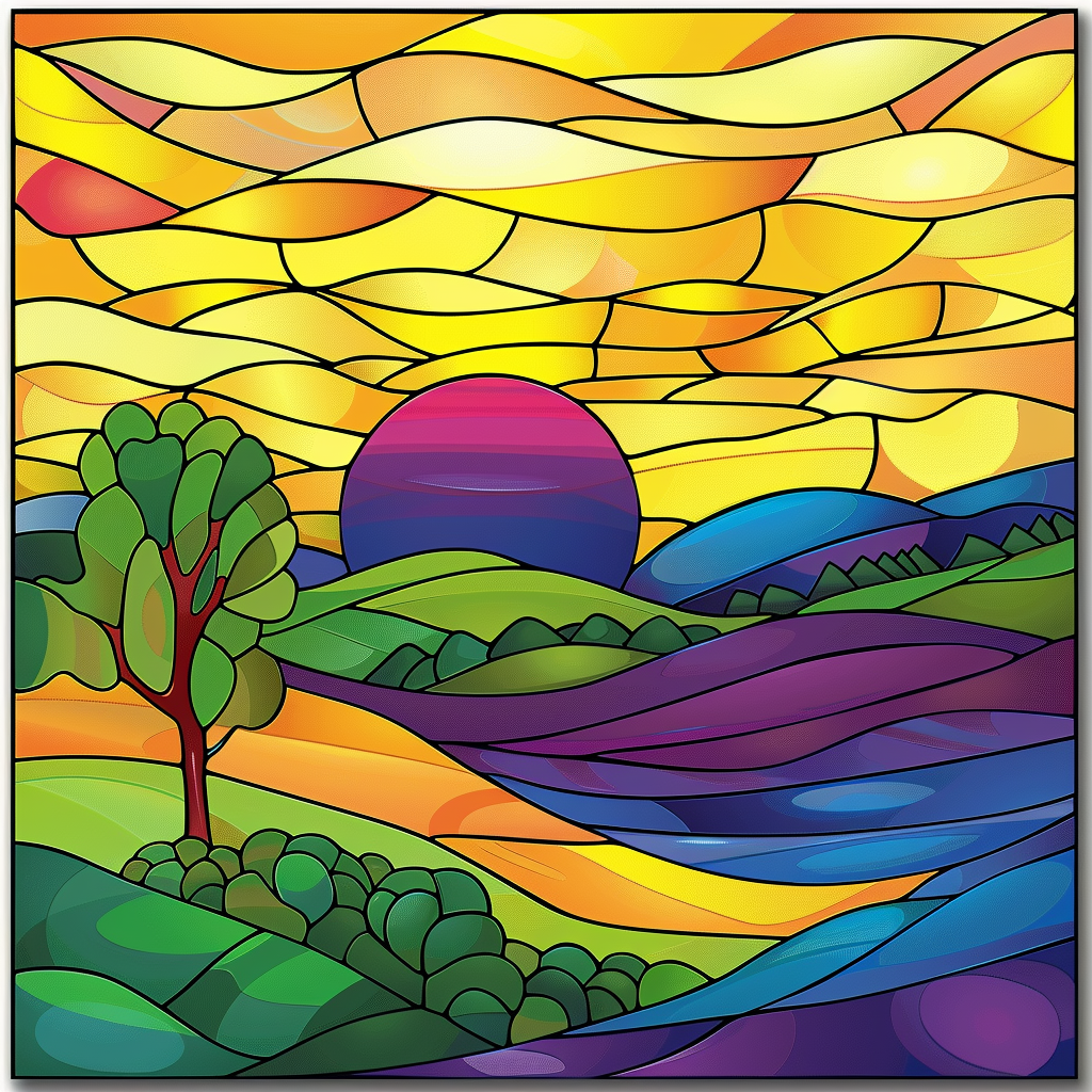 Abstract Rolling Hill Sunrise Diamond Art Kit