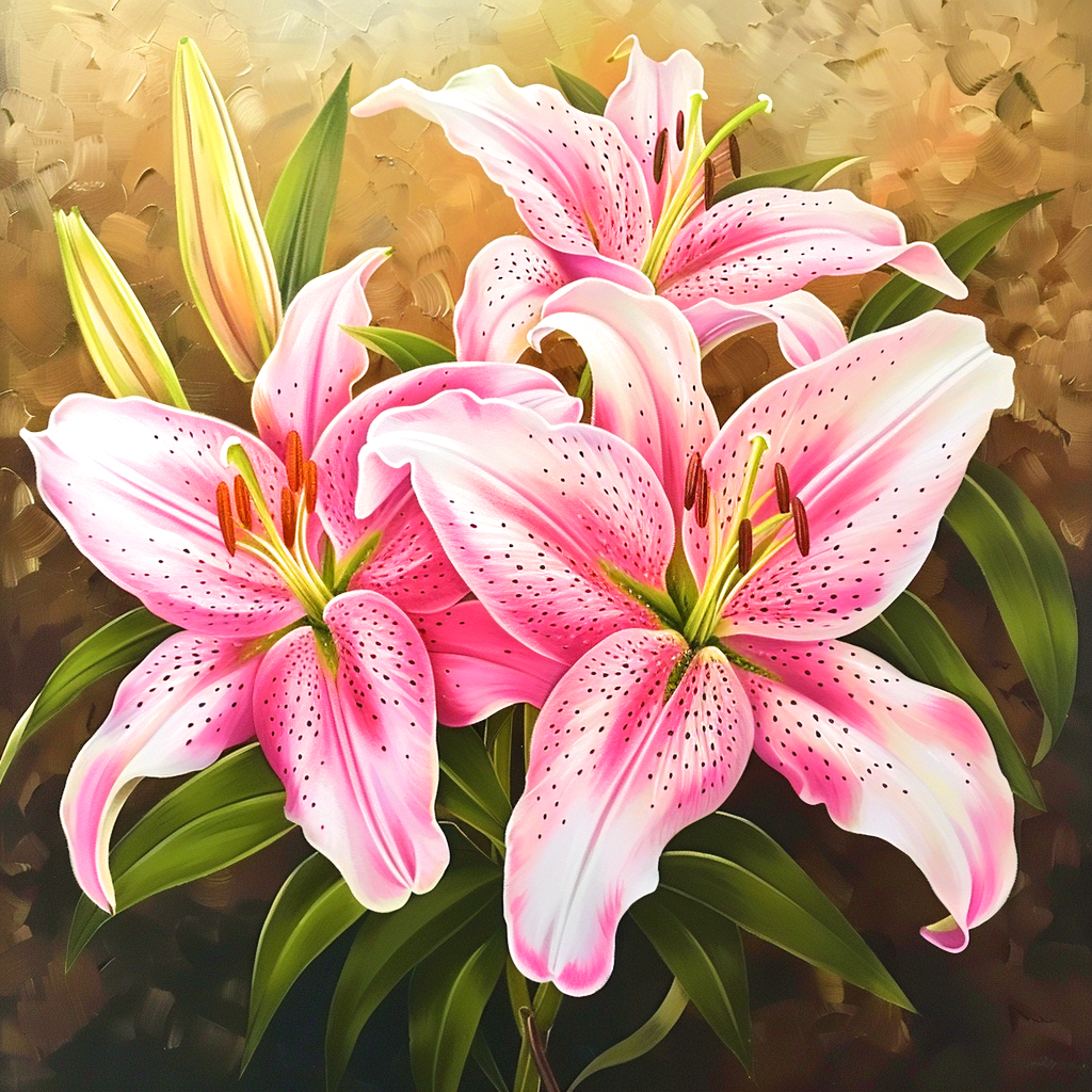 Three Stargazer Lilies Diamond Art Kit