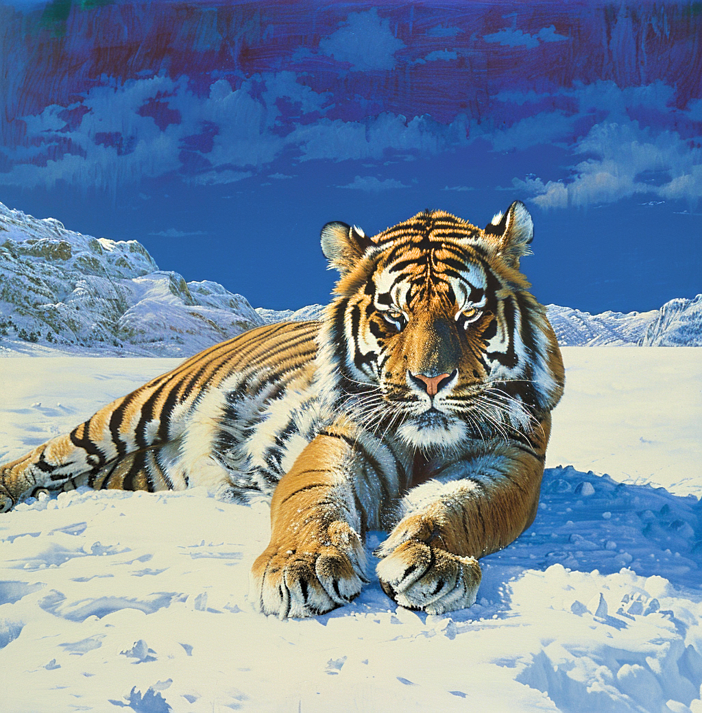 Blue Sky Tiger In The Snow Diamond Art Kit