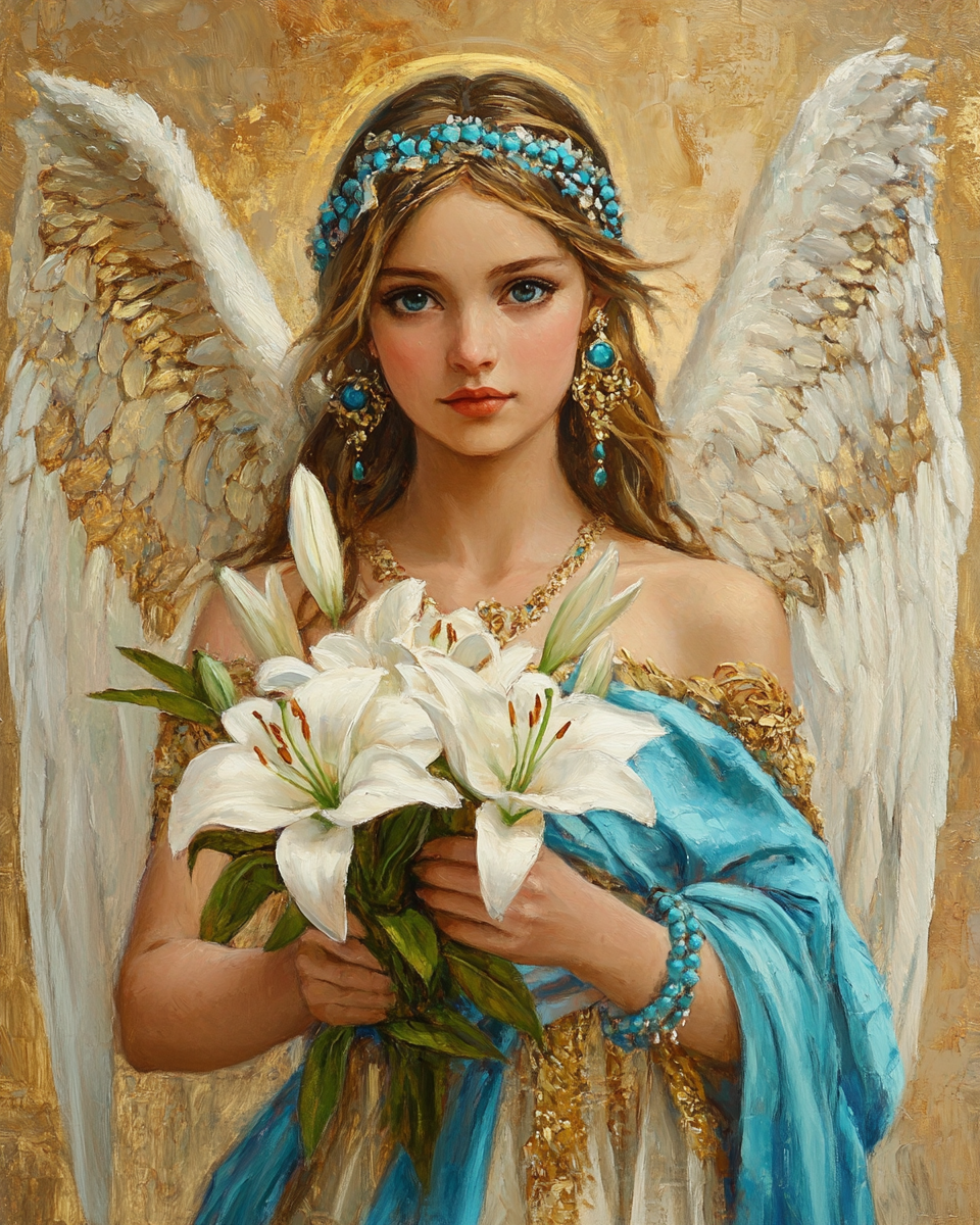White And Blue Dress Angel Diamond Art Kit