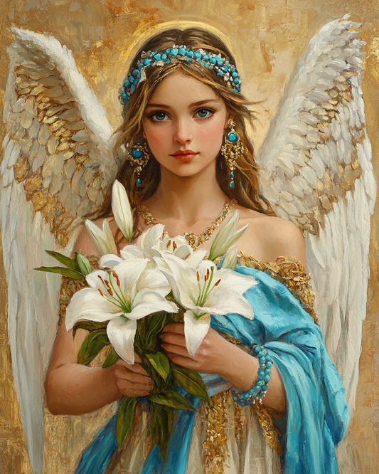 White And Blue Dress Angel Diamond Art Kit