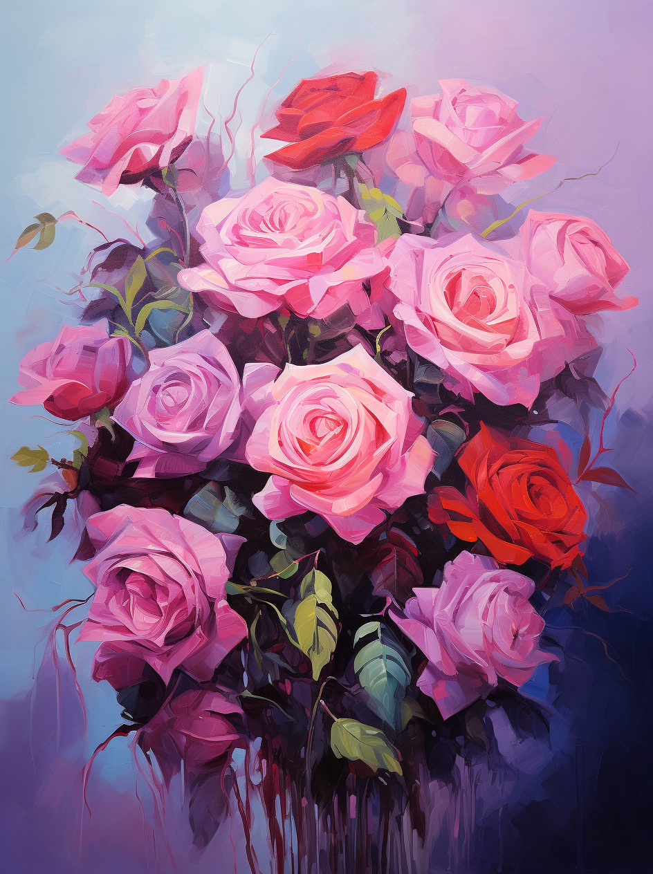 Pink And Red Roses Diamond Art Kit