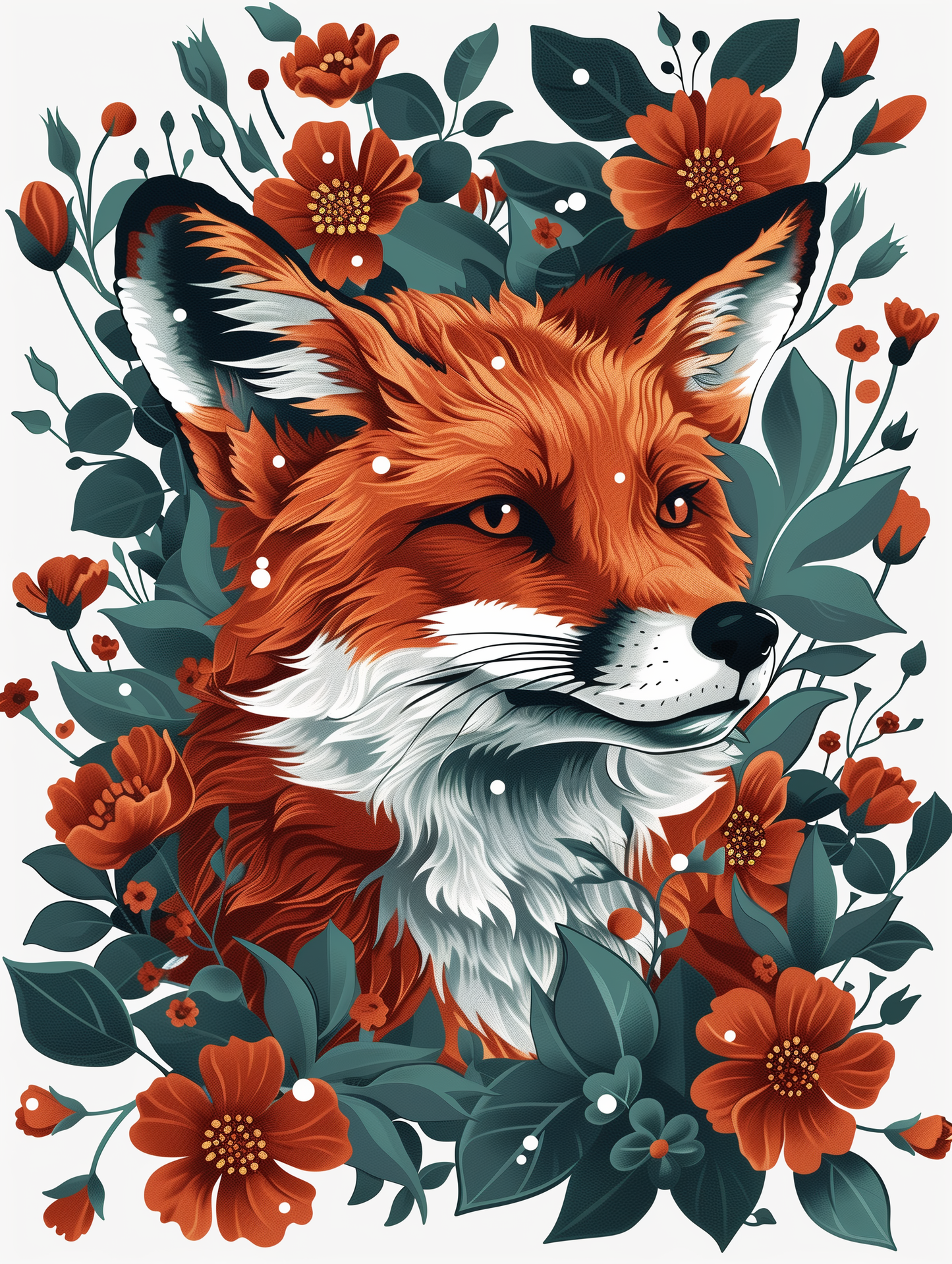 Orange Flower Orange Fox Diamond Art Kit