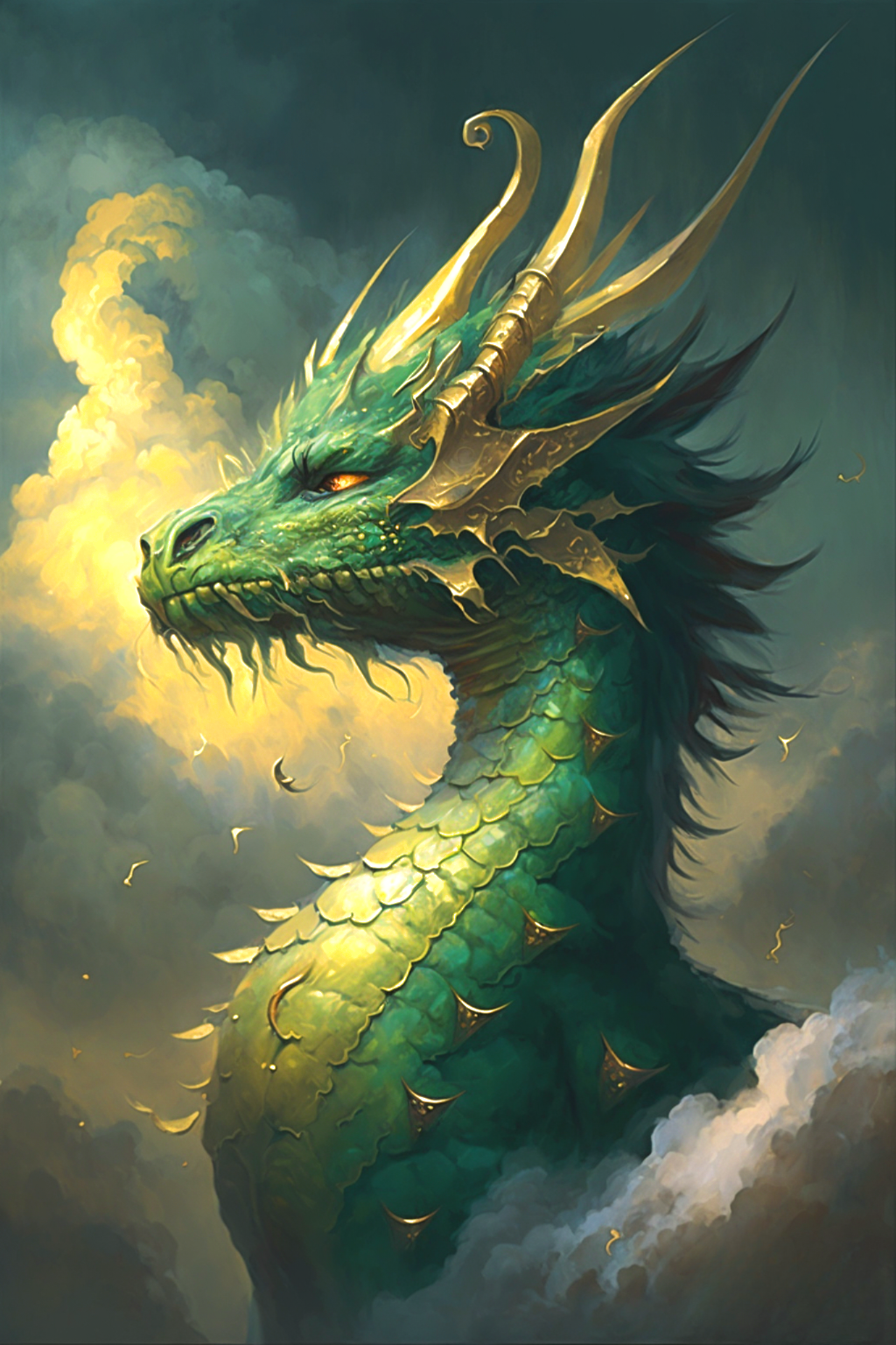 Green Dragon Clouds Diamond Art Kit