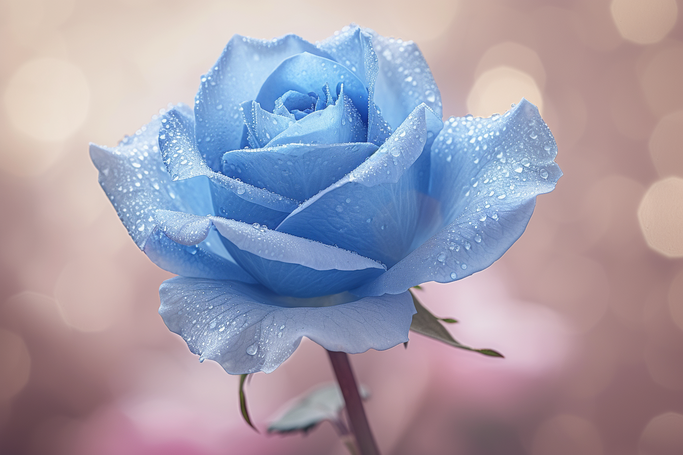 Light Blue Rose And Drops Diamond Art Kit
