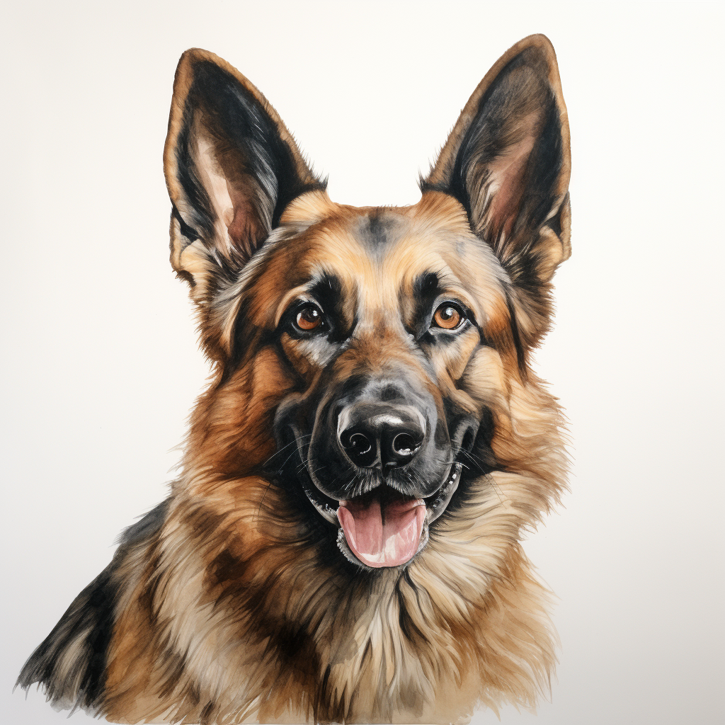 German Shepherd Watercolor Portrait Diamond Art Kit