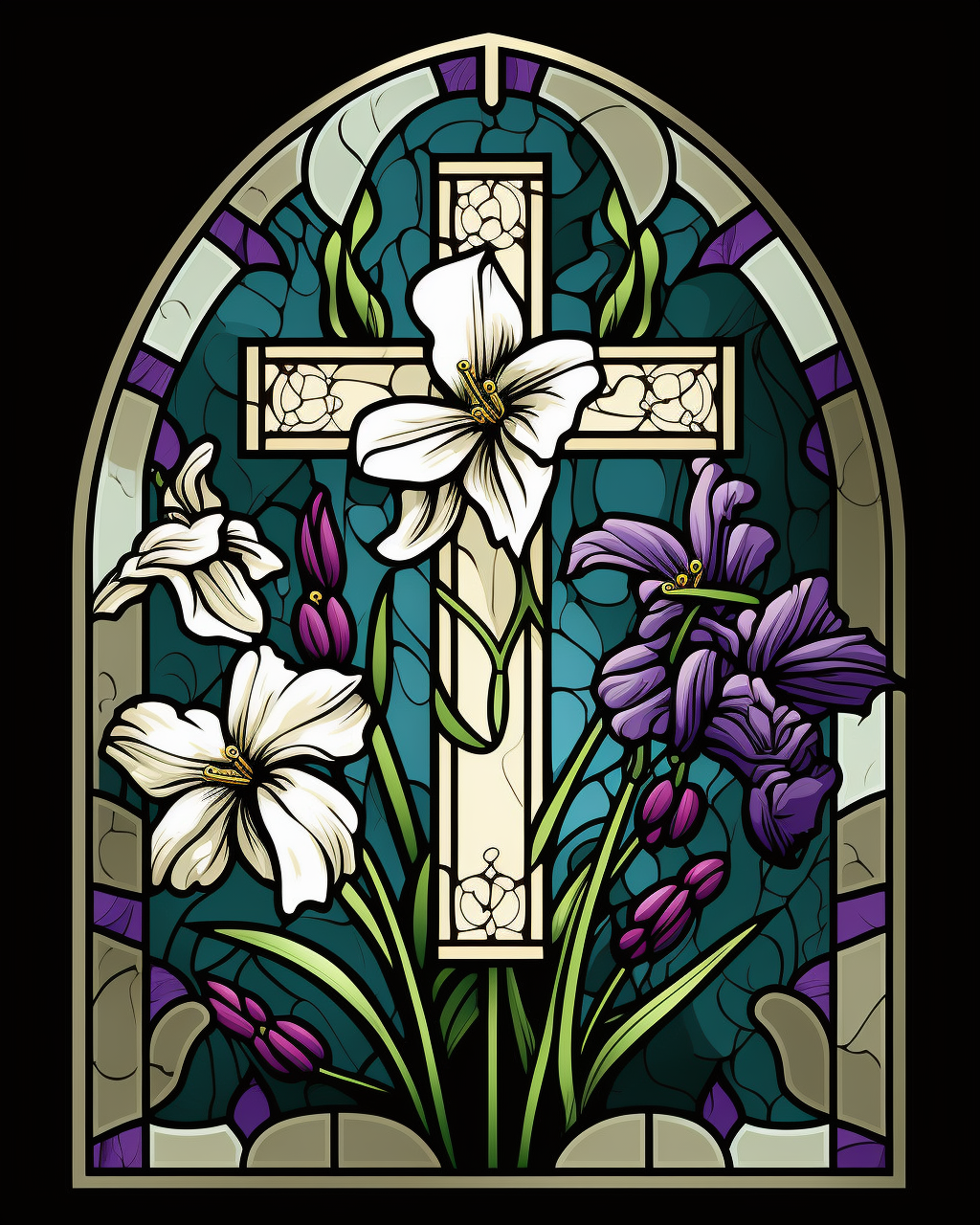 Cross Lilies Tulips Abstract Diamond Art Kit