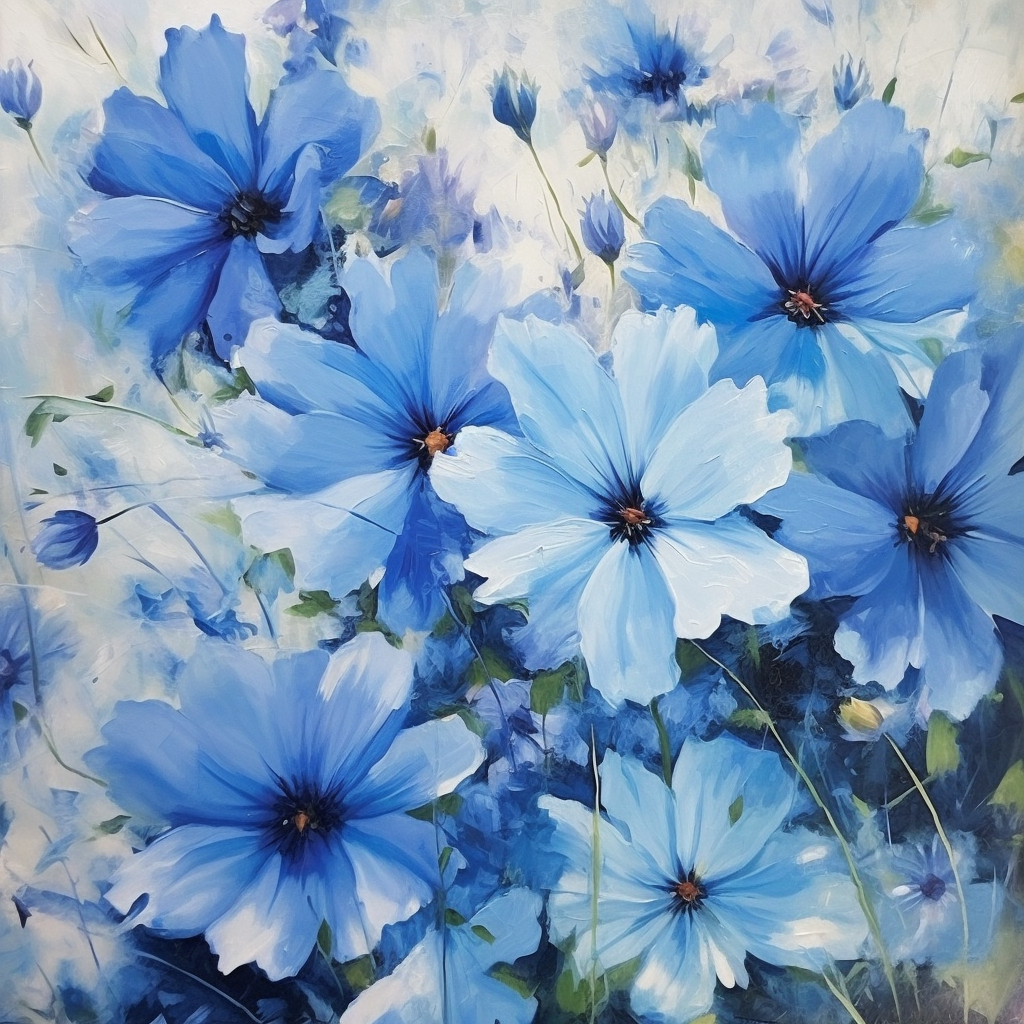 Lots Of Blue Flowers Diamond Art Kit