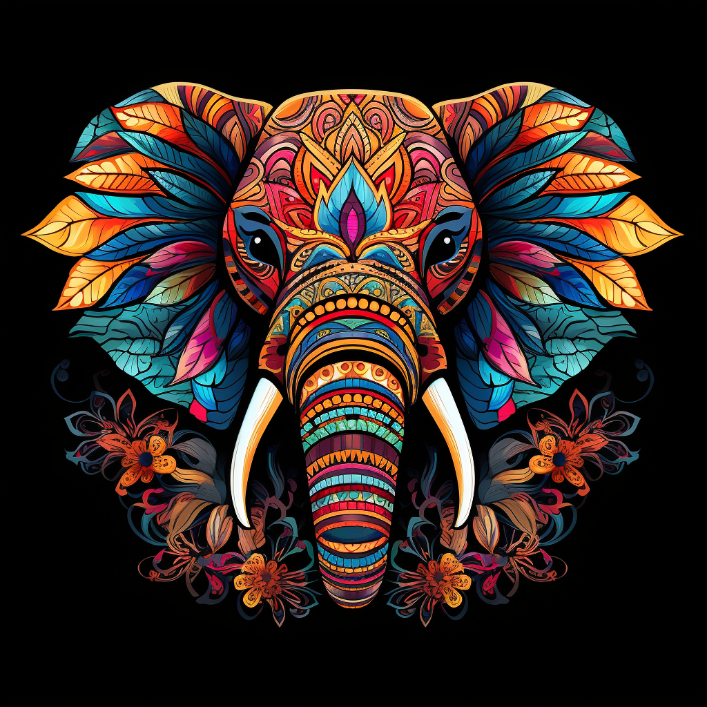 Feather Elephant Mandala Diamond Art Kit