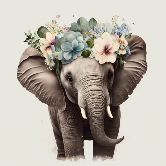 Elephant Flowers Diamond Art Kit