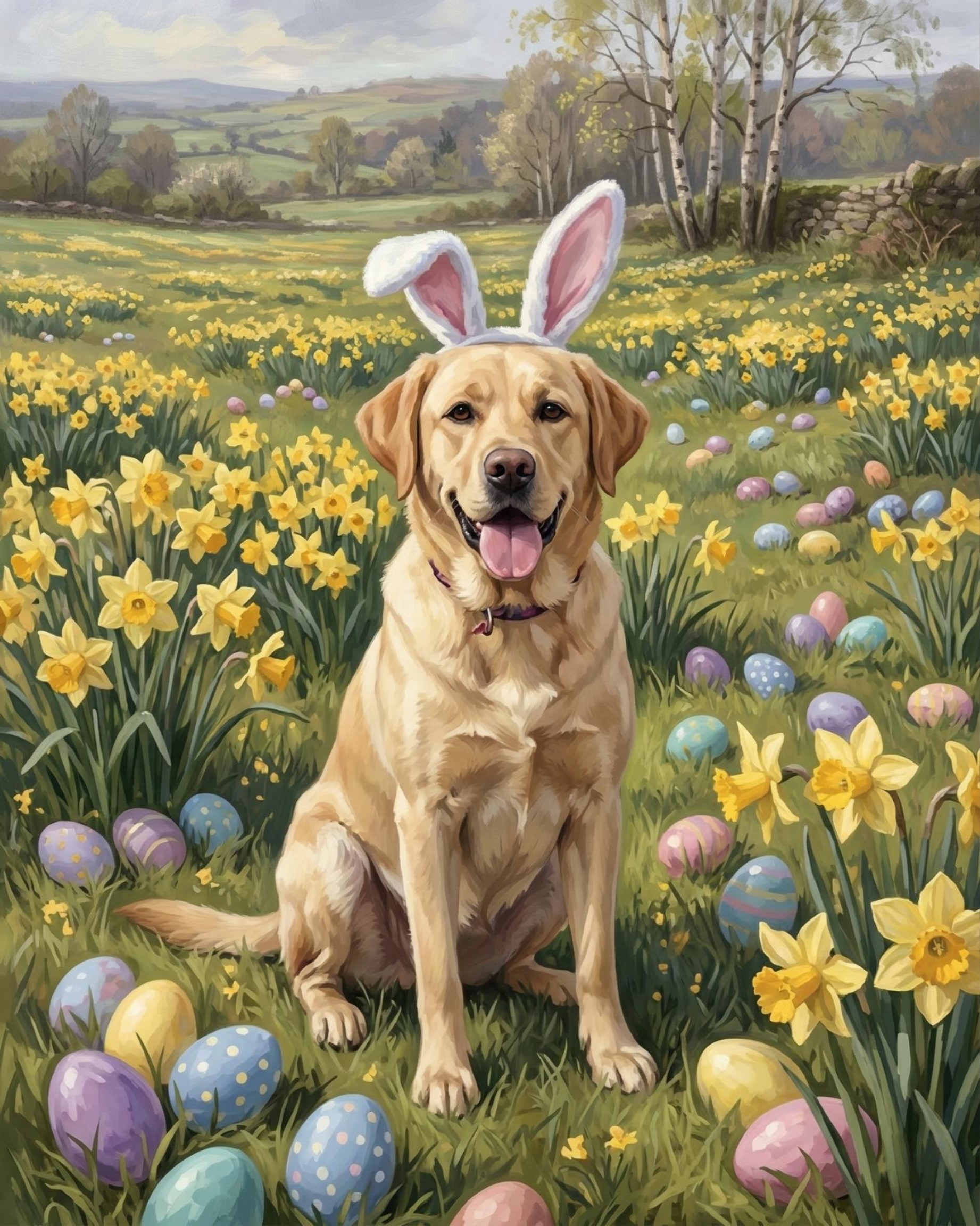 Pink Bunn Years Yellow Labrador Retriever Diamond Art Kit