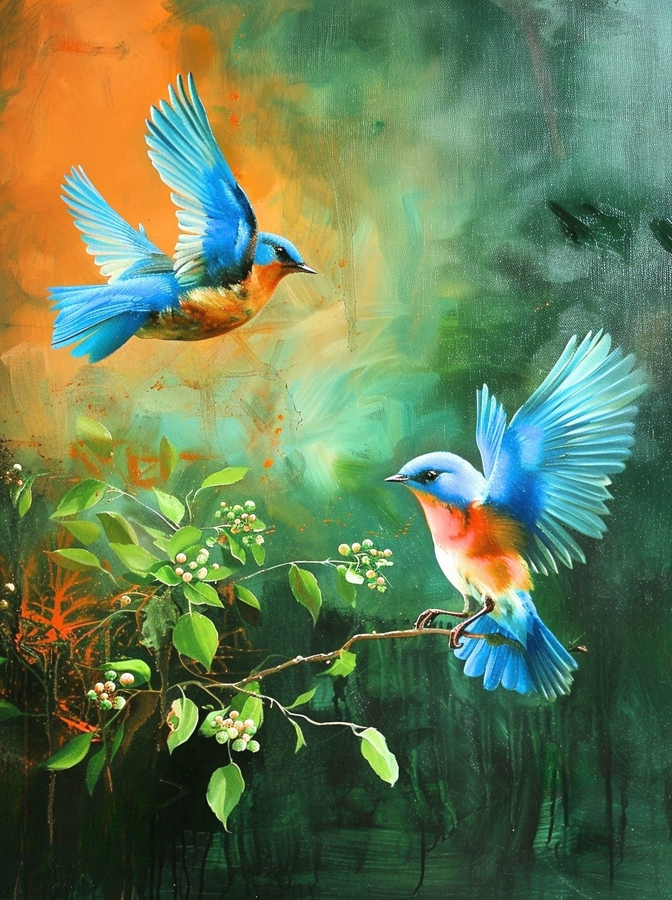 Bluebirds Flying Diamond Art Kit
