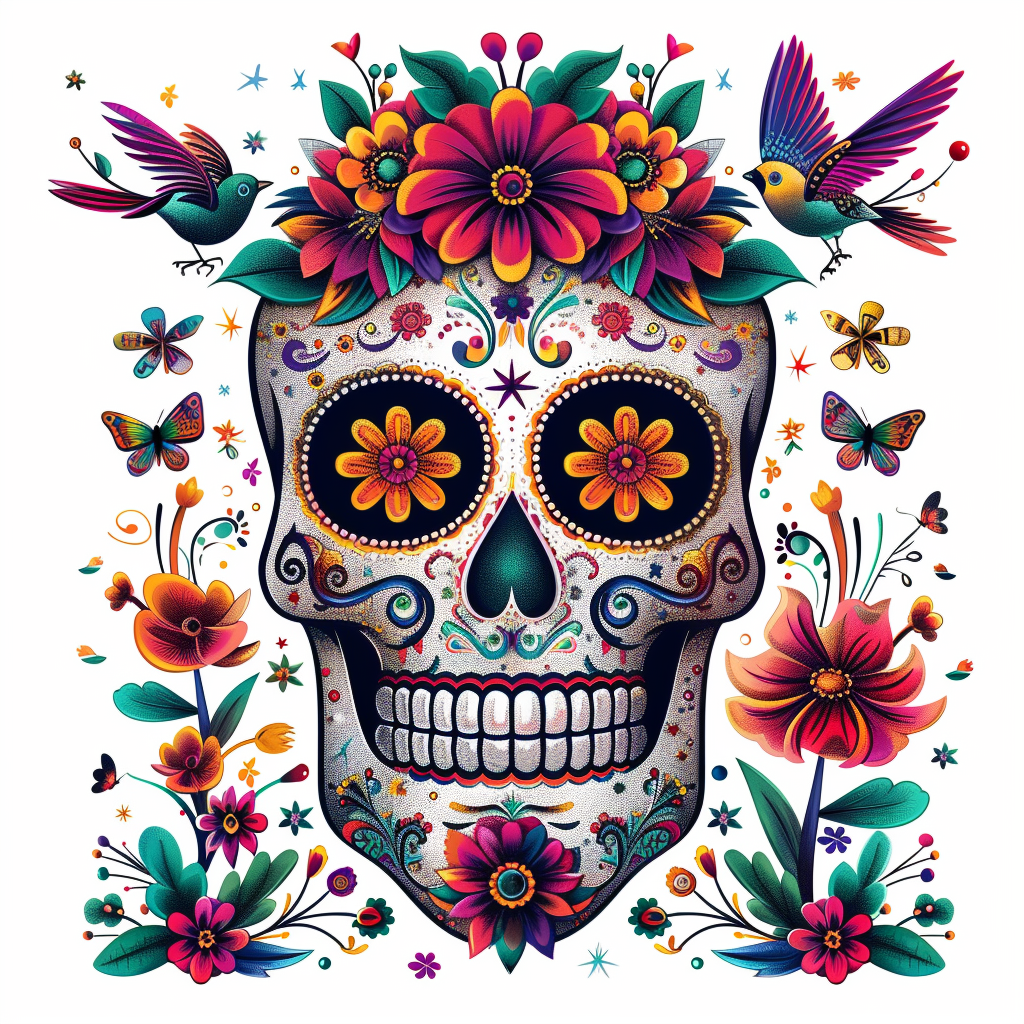 Two Bird Flower Skull Diamond Art Kit