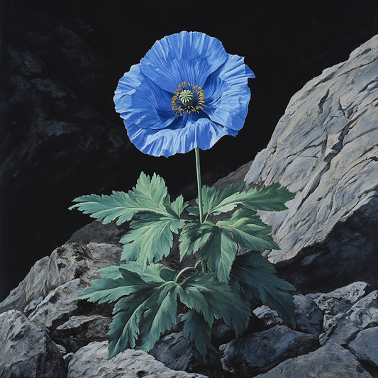 Blue Poppy In The Rocks Diamond Art Kit