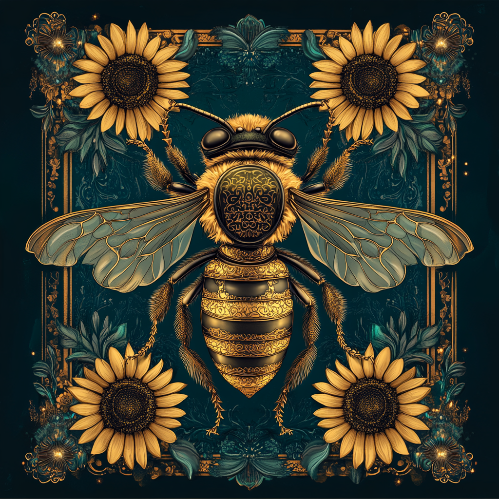 Four Sunflower Bee Diamond Art Kit