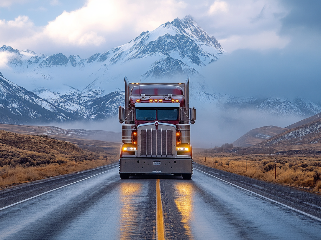 Snowy Mountain Semi Truck Diamond Art Kit