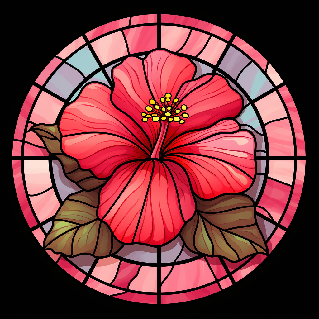 Pink Hibiscus Abstract Diamond Art Kit