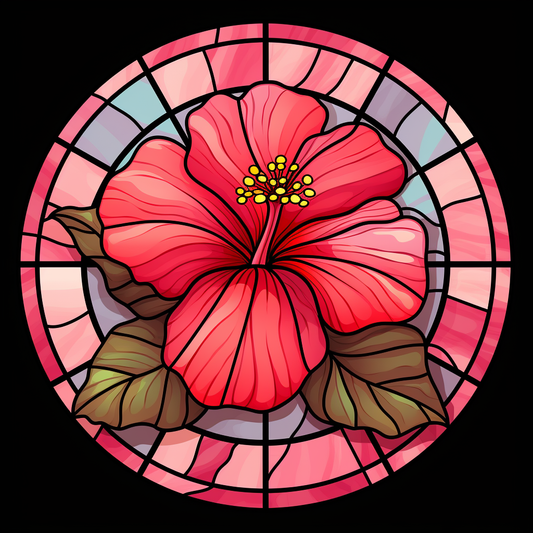 Pink Hibiscus Abstract Diamond Art Kit