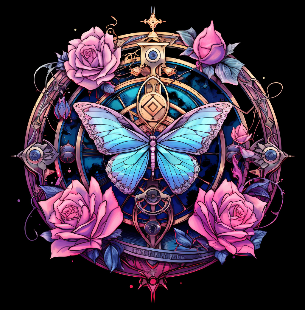 Pink Roses Abstract Butterfly Compass Diamond Art Kit