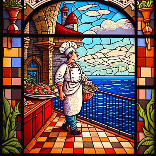 Abstract Seaside Chef Diamond Art Kit