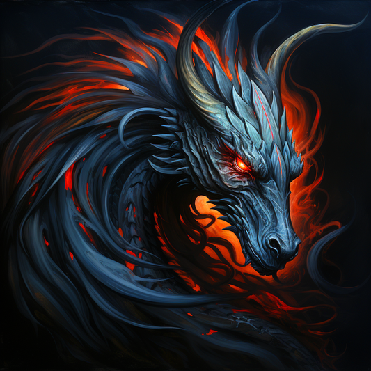 Glowing Background Black Dragon Diamond Art Kit
