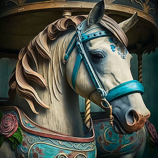 Blue Bridle Carousel Horse Diamond Art Kit