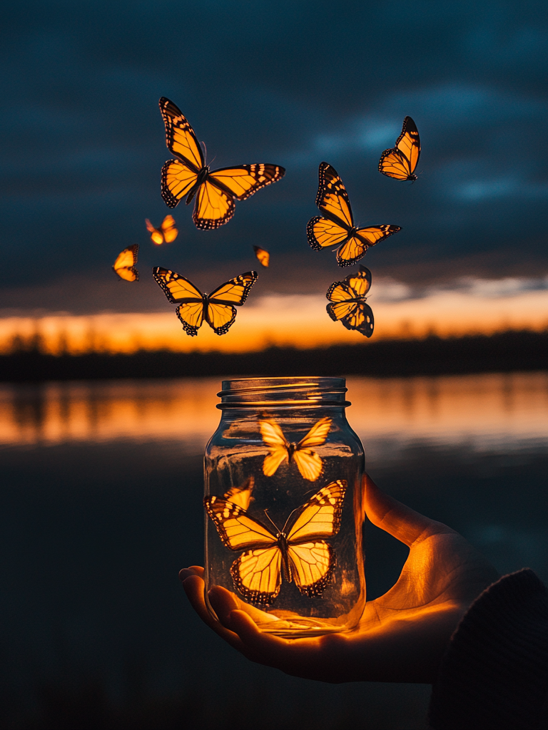 Orange Butterfly Jar Diamond Art Kit