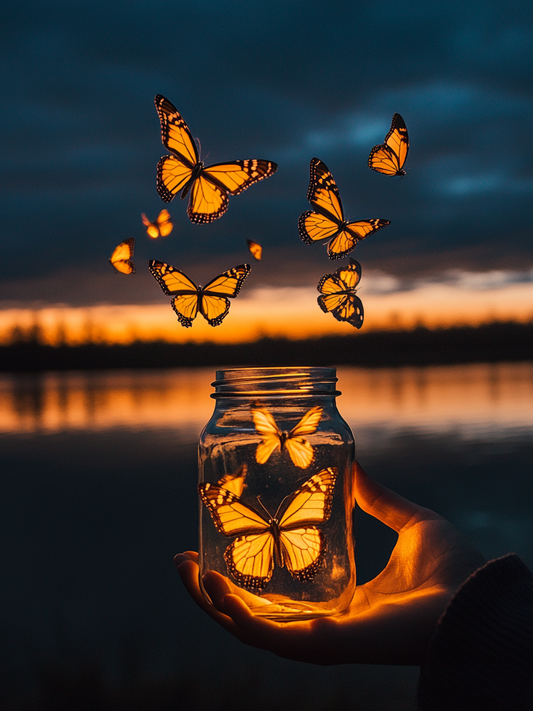 Orange Butterfly Jar Diamond Art Kit