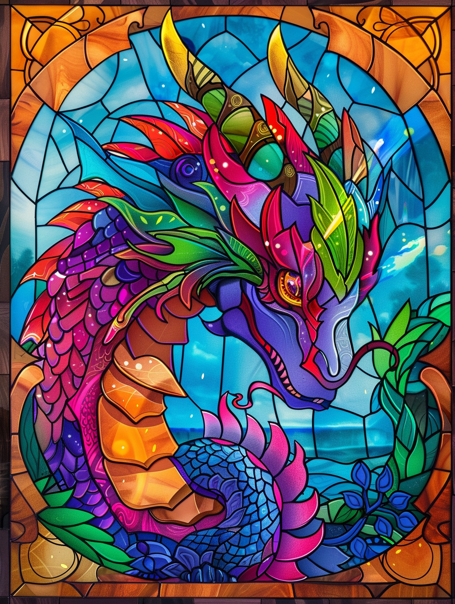 Bright Colored Dragon Head Abstract Diamond Art Kit