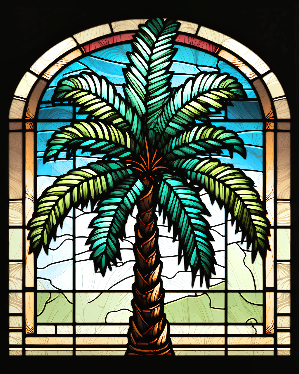 Palm Tree Abstract Panel Diamond Art Kit