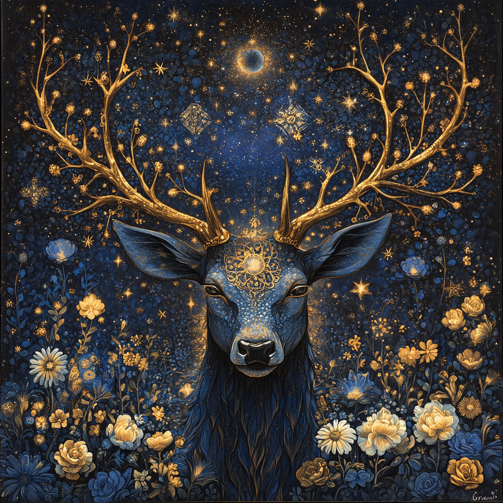 Gold Antler Mystical Buck Diamond Art Kit
