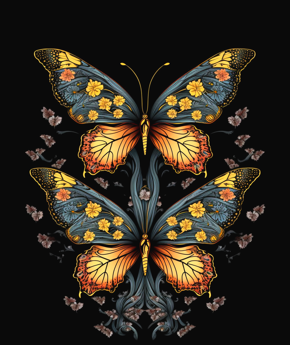 Two Abstract Orange Butterflies Diamond Art Kit