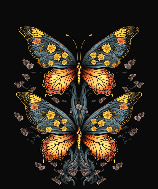 Two Abstract Orange Butterflies Diamond Art Kit