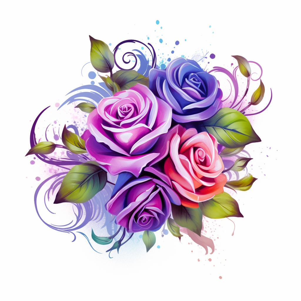 Four Colorful Roses Watercolor Diamond Art Kit