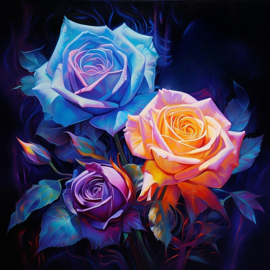 Three Colorful Roses Diamond Art Kit