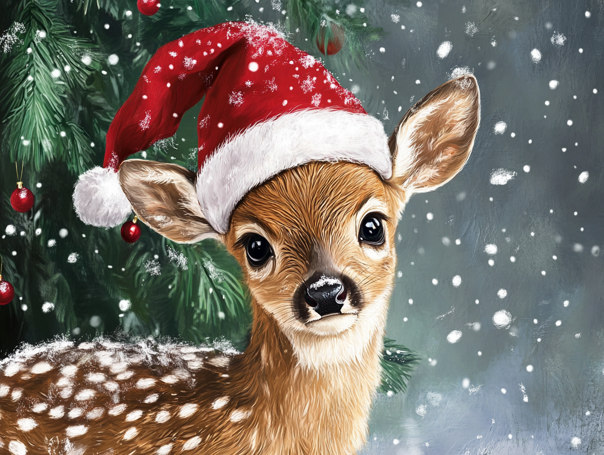 Christmas Hat Fawn Diamond Art Kit