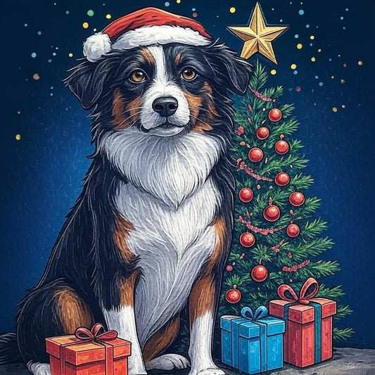 Border Collie Christmas Diamond Art Kit