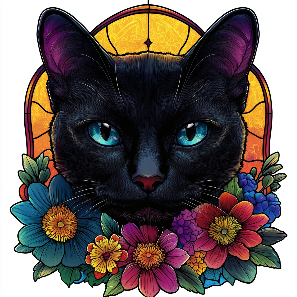 Blue Eyed Black Cat Close Up Diamond Art Kit