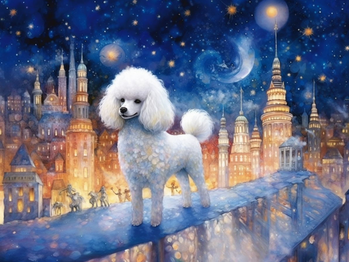 Galaxy Sky White Poodle Diamond Art Kit