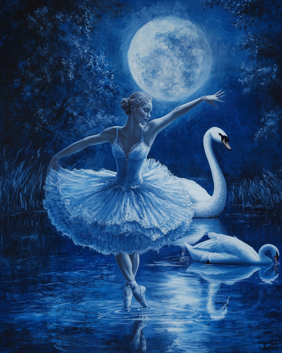 Swan Lake In The Moonlight Diamond Art Kit