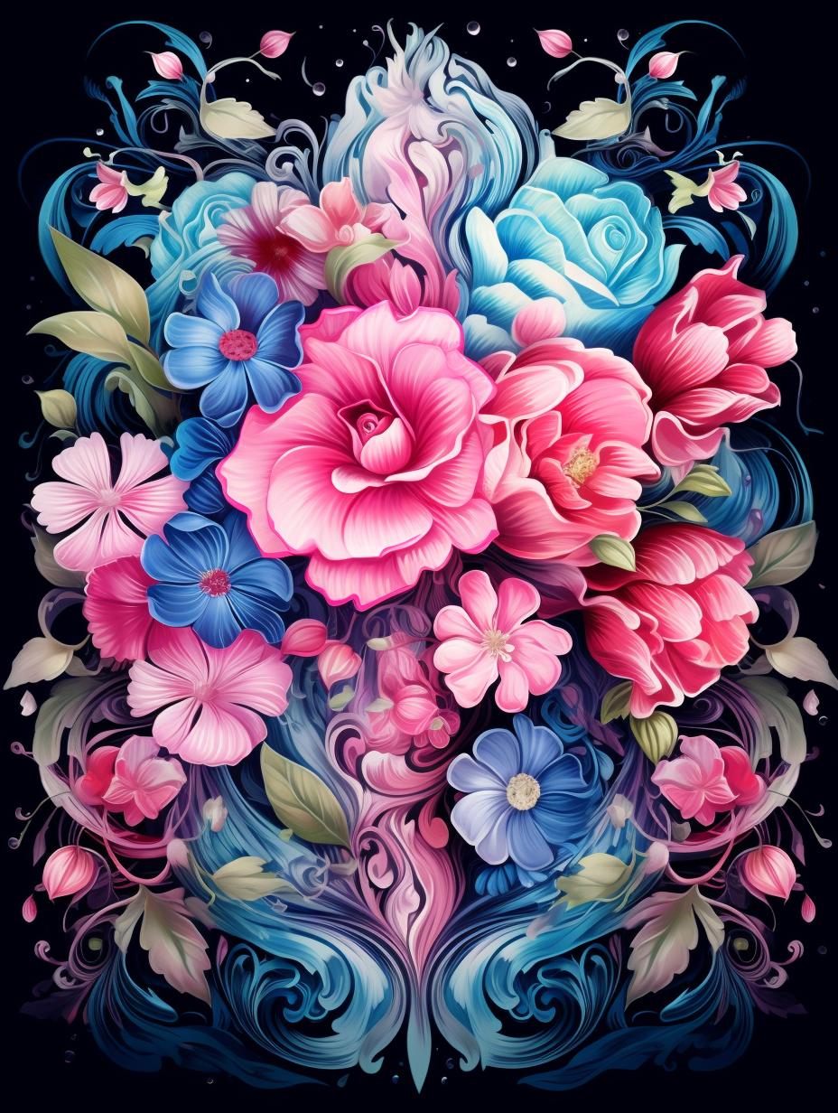 Swirls Of Color Flower Bunch Diamond Art Kit