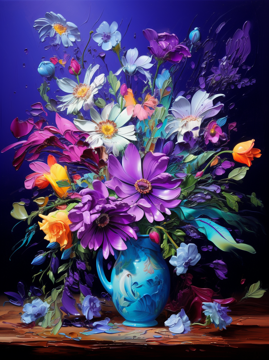 Splatter Painted Flowers Diamond Art Kit