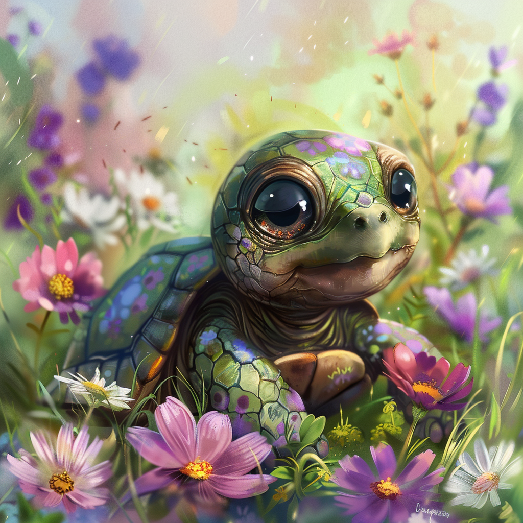 Purple Flower Turtle Diamond Art Kit