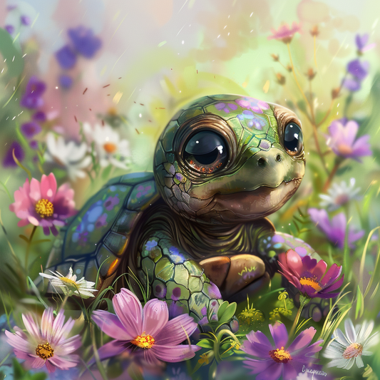 Purple Flower Turtle Diamond Art Kit