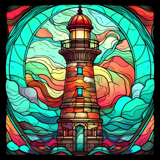 Green Circle Abstract Lighthouse Diamond Art Kit